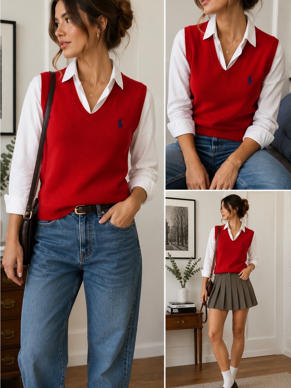 Polo Ralph Lauren Red Pima Cotton Sweater Vest – Preppy Old Money – M